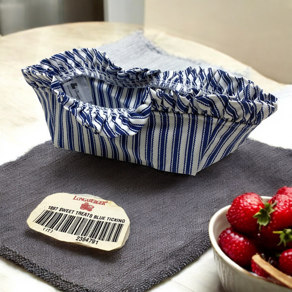Vintage 1997 NEW Longaberger Sweet Treats Blue Ticking Liner Only #2364791 NIP